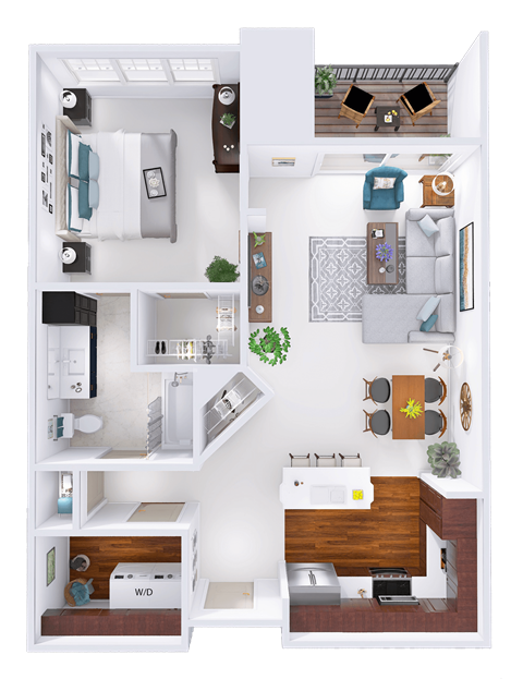 a floor plan of a house with a bedroom and a living room